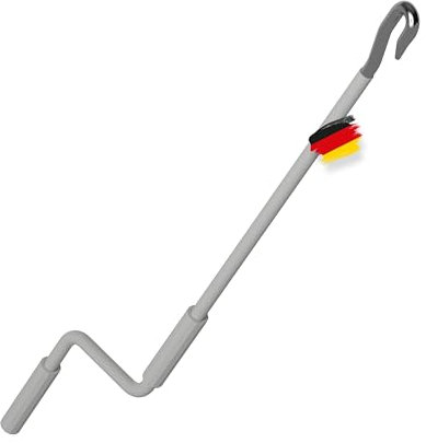 BAUHELD® Markisenkurbel mit Fleischer-Haken [Made in Germany] - Markisenstange mit Pulverbeschichtung [140cm] - Hochfester Handgriff aus Kunststoff - Kompatibel mit ovalen Markisen-Ösen - RAL 7035