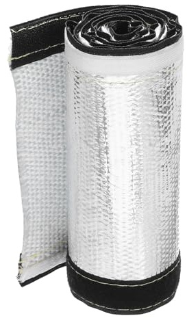 QUARKZMAN 1,5mm Gaine Thermique en Aluminium 1,57 ID x 3,2Ft Manchon Thermique en Fibre de Verre Métallique en Aluminium pour Lignes de Carburant, Câbles et Câblage Électrique