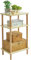 IBUYKE Mesa auxiliar de 3 niveles, mesa auxiliar alta de madera maciza con estantes de almacenamiento, mesita de noche para sala de estar, dormitorio, oficina, montaje sin herramientas, color natural