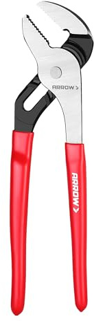 ARROW Groove Joint Pliers, 10 Adjustable Water Pump Pliers with 7 Jaw Positions, Serrated Jaws and Comfort Dip-grip Handle, Ideal for Plumbing Repair and Home Maintenance