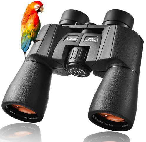 LUXUN Fernglas 10x50, Fernglas für Erwachsene mit Trageriemen, Tasche, 22mm ED Augenmuschel, BAK4 FMC, Feldstecher, für Brillenträger, Reisen, Jagd, Vogelbeobachtung