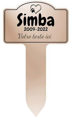 GRAVURE CONCEPT Plaque Funéraire pour Animaux - Stèle Commémorative Personnalisable PVC (Chien/Chat etc) - (Modèle 2 / Beige Texte Noir)