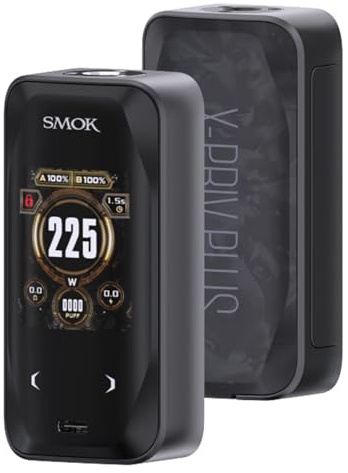Smok X - priv plus mod 225w admite baterías 18650 (excluidas) admite latas secundarias TF - D/latas tfv9 / mini lata tfv18 estuches de cigarrillos mod vape DTL, sin nicotina (Negro Shell)