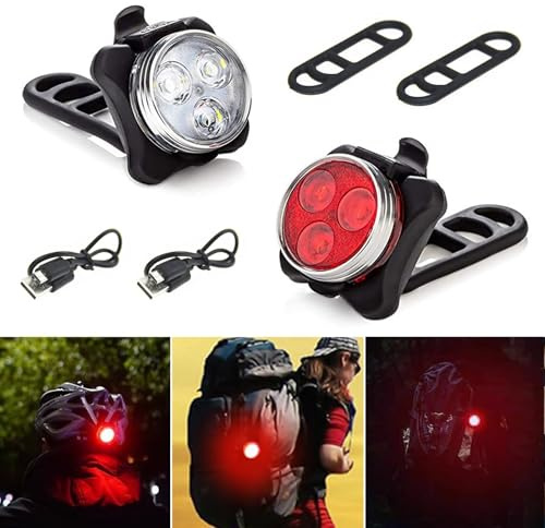 LED-Frontscheinwerfer & Rücklicht-Set,Frontlicht und Rücklicht Set,Beleuchtungsset Led,Vorne und Rücklichts,Helles Licht Kompakt und Wasserdicht,für Kinder und Erwachsene
