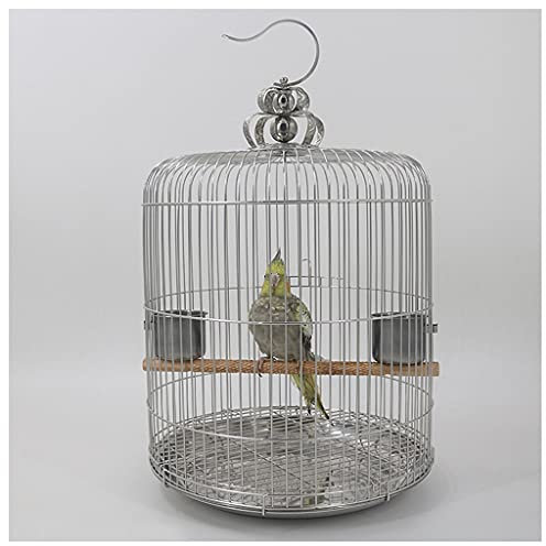 Massiver Vogelkäfig für drinnen und draußen, Edelstahl, rund, kann Haustierbecher hängen, geeignet für Kanarienvögel, Papageien, Schwarz, Phönix, Pfingstrosen, Wellensittich, Vogelkäfig, Sittichkäfig