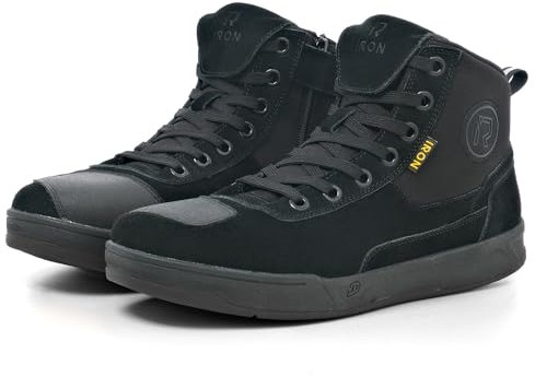 IRON JIA'S Motorradschuhe Herren Damen Motorradstiefel für alle Jahreszeiten geeignet, wasserdicht rutschfest atmungsaktiv modisch und bequem Schwarz 44