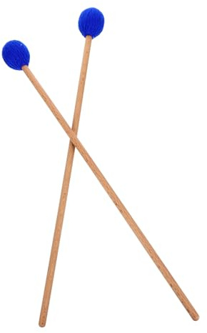 Vaguelly Blaue Marimba Schlägel mit Woll Acryl Kopfkombination und Ahorn Holzgriff Stark Klopfend und Bruchfest Geeignet für Xylophon und Bass Percussion Instrumente