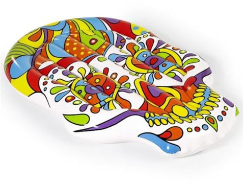 OISE ART STORE Trade Shop - Materasso Isola Gonfiabile per Piscina 193x141 Cm Design Pop Skull Galleggiante 016157 -