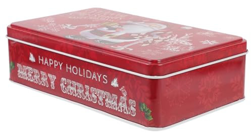 Warmhm Christmas Cookie Tin Box Tinplate Candy Box for Christmas Biscuits Storage Rectangular Packaging