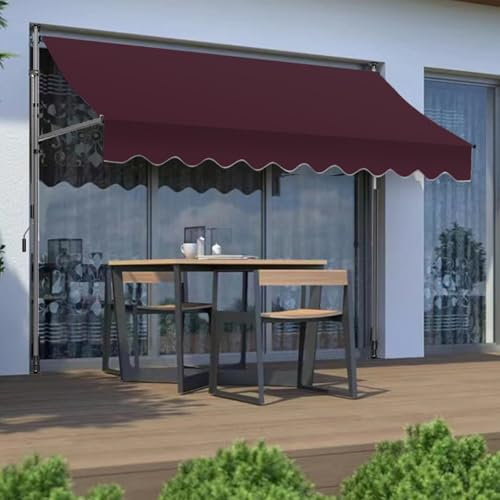 Tenda Da Sole per Balcone, Tenda Da Sole A Morsetto per Esterno, Tende Da Sole A Manovella E Braccio, Altezza Regolabile Tramite Manovella, Adatto per Balcone/giardino Esterno(Wine red,350x120cm)