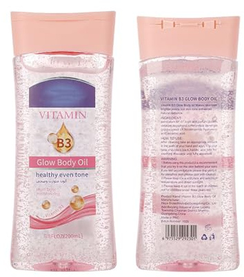 Huile en Gel à la Vitamine B3 - Hydratation Intense et Éclat Immédiat pour Peaux Sèches, Soin Quotidien Corps et Visage, Idéale pour Massage (#1, 200ml)