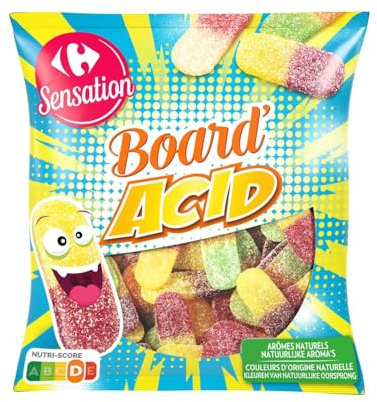 CARREFOUR SENSATION – Bonbons Acidulés Intenses, Explosion de Saveurs Fruitées à Croquer (Sachet 250g) - lot de 4 - Vendu par Lot