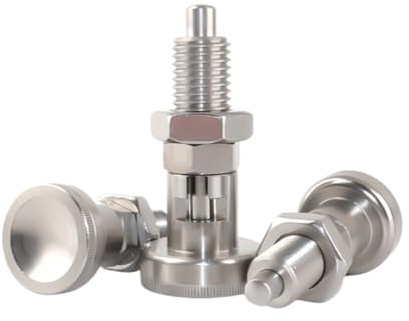 1 pièce M12 Goujon d'indexation à ressort télescopique de type réinitialisation/auto-verrouillage en acier inoxydable, piston à bouton, longueur de la tête du piston 6mm