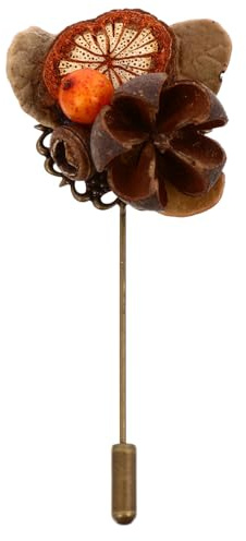 VILLCASE Accessoire Vestimentaire Élégant Vintage en Bronze Faite Main Broche Baies Simulées et Cône de Pin Feuilles, Décoration pour Automne et Festivals