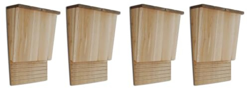 LoogCape Fledermaushäuser 4er Set Holz 22 x 12 x 34 cm Fledermauskasten Fledermausquartier wetterfest für Garten Balkon Wand Outdoor Natur- und Artenschutz