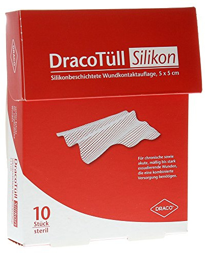 Dracotüll Sil.5x5 cm Silikonbes.Wundkont.Aufl.