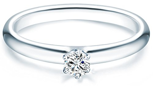 Trilani Damen Verlobungsring 925/- Sterling Silber mit Zirkonia in Brilliantschliff Solitärring Antragsring