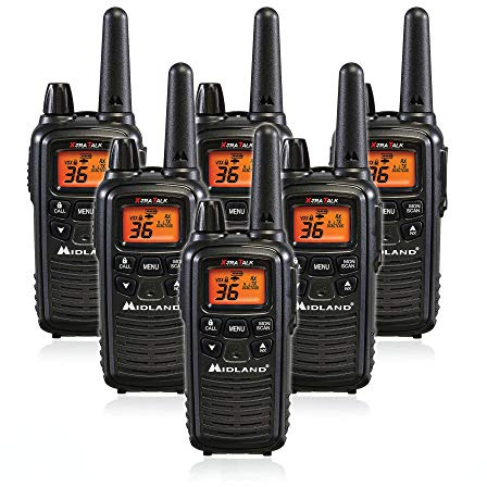 Midland LXT600VP3 36 Channel FRS Two-Way Radio - Up to 30 Mile Range Walkie Talkie - Black (Pack of 6)