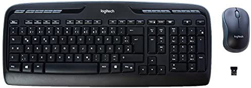 Logitech MK330 Kabelloses Tastatur-Maus-Set, 2.4 GHz Verbindung via USB-Empfänger, 4 programmierbare G-Tasten, 12 bis 24-Monate Batterielaufzeit, PC/Laptop, Deutsches QWERTZ-Layout - Schwarz