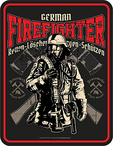 RAHMENLOS Original Blechschild für die Feuerwehr: German Firefighter