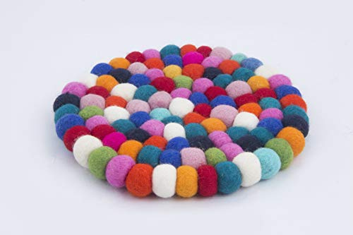 feelz Filzuntersetzer rund 22cm große Kugeln Handarbeit Topfuntersetzer bunt Bunte Filzkugel Untersetzer aus Filz