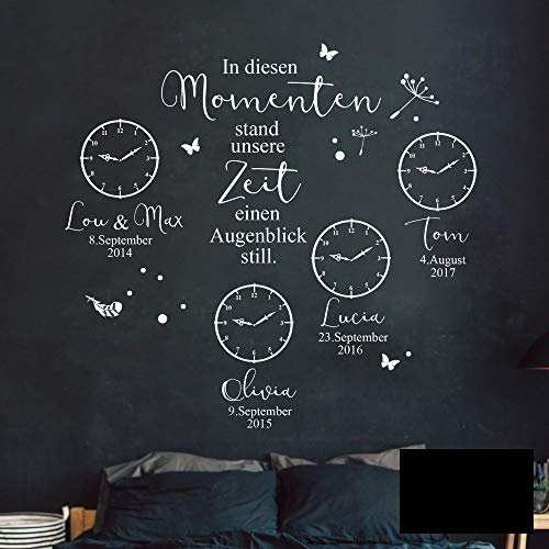 Wandtattoo  In diesen Momenten stand unsere Zeit einen Augenblick still  mit Wunschdaten M2444 - ausgewählte Farbe: *schwarz* ausgewählte Größe: *L - 113cm hoch x 120cm breit*