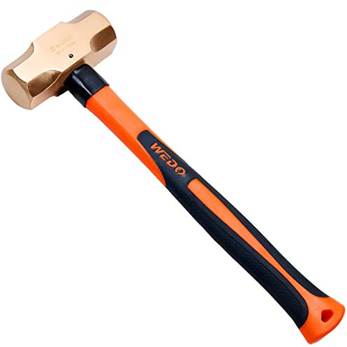 WEDO Fäustel,Nicht funkelnd Vorschlaghammer,Kopfgewicht 3000g Abbruchhammer,Komfortabler Fiberglas-Stiel,Berylliumkupfer Stemmhammer,Länge 700mm,Nicht magnetisch,korrosionsbeständig,BAM/FM-Zertifikat