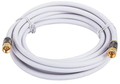 Cables Direct Online 3M White RG6 Coax Cable Dual Shield Outdoor/Indoor Coaxial BNC Extension Wire For Satellite Dish Cable TV Antenna