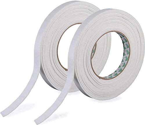 2 Rolls of Self Adhesive Foam Tape 9mm Wide, 5mm Thick, 5M Long, White Colour, Weather Stripping Door and Window Seals, Door Draught Excluder (2 Rolls, 10 Meters)