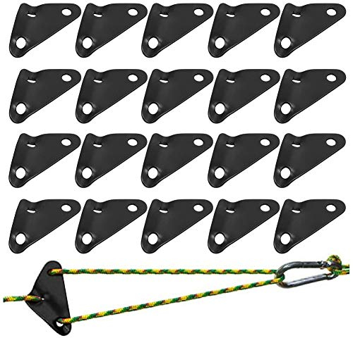 Aluminiumlegierung Guyline Zeltleinenspanner, BETOY 20 Stücke Dreieck Guyline Zelt Seil Cord Adjuster Zelt Spanner Seil für Zelt Wandern Camping(Schwarz)