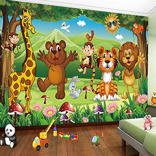 HGFHGD 3D-Fototapete Kinderzimmer Tierparadies Cartoon Kinderzimmer Wandbild Seidentuch Schlafzimmer Tapete Malerei Wandkunst