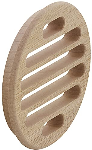 Gedotec Rejilla de ventilación para puerta de madera maciza de roble | Rejilla de ventilación redonda con borde de cubierta | Anillo de 90 mm de diámetro | Ventilación de puerta para entrada