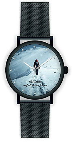 memories Uhr mit Foto personalisiertes Geschenk 40mm Meshband schwarz 3BAR Wasserdicht