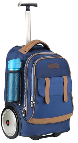 Rolling Laptop Backpack for 14 Inch Laptop with Big wheels,Community Nurse Bag on Wheels Work case,Roller backpack for School Blue,Trolley School Bag Wheeled Business Daypack,Laptop Roller Case