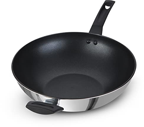 Prestige 9 x Tougher Stainless Steel Stir Frypan, 30cm, Silver