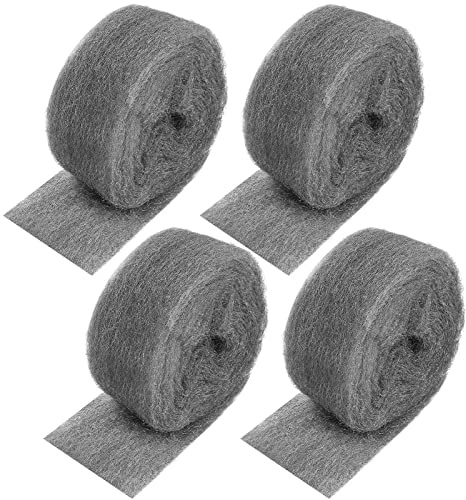 Steel Wool for Mice Control, 52 Ft 4 Rolls Coarse Wire Fill Fabric DIY Kit, Hardware Cloth, Steel Wool Blend Hardware Cloth Gap Blocker for Holes Wall Cracks Vents in Garden, House, Garage