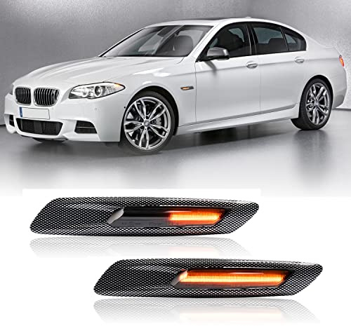 njssjd Dynamische LED Seitenmarkierungsleuchte Kompatibel mit B-MW 5er Serie F10 F11 2011 2012 2013 Bernsteinfarbene Sequentielle Seitenblinker Blinkerlampe Repeater Blinker