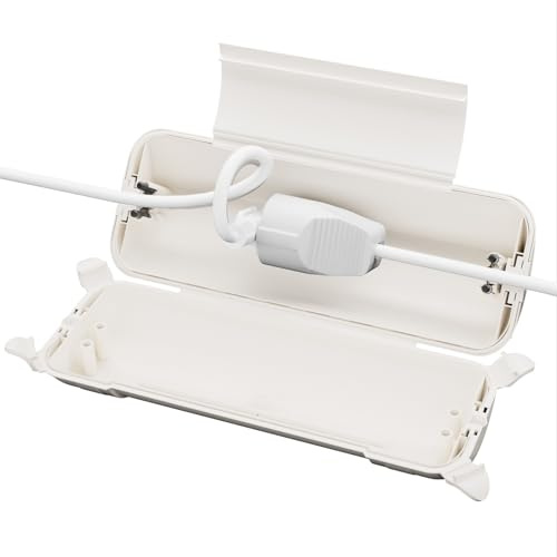 RESTMO Wasserdichte Kabelbox Outdoor, Steckerschutz für Verlängerungskabel | IP44, wetterbeständig, 290x110x75mm, für Schukostecker & Elektrowerkzeug, weiß