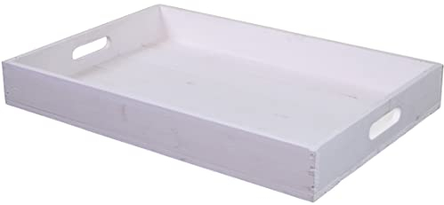 Plateau de service en bois - 60 x 40 x 8 cm - Plateau de petit-déjeuner - Plateau décoratif - Plateau de lit (marron)