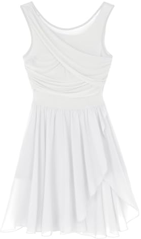Jugaoge Damen Tanzkleid mit Plissee Ärmellos Ballettkleid Lyrisches Kleid Unregelmäßig Tutu Rock Slip Latein Tango Samba Salsa Bekleidung