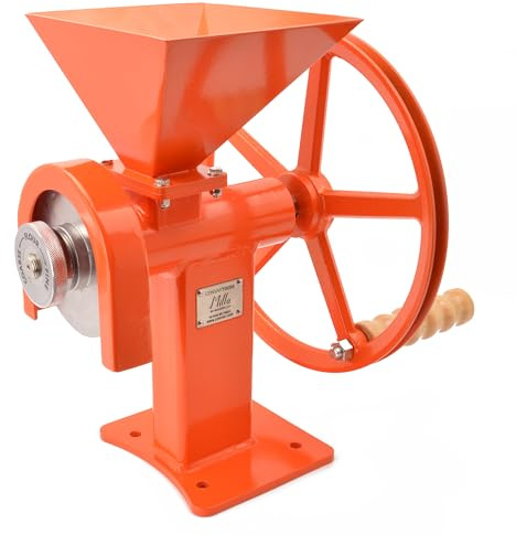 CONVAR Handgetreidemühle Milla, universell einsetzbar für Getreide, Körner, Saaten, Gewürze und Kaffee, mit Stahlmahlwerk und individuell einstellbarem Mahlgrad, orange, 15 kg, 38,5 x 31,2 x 39 cm