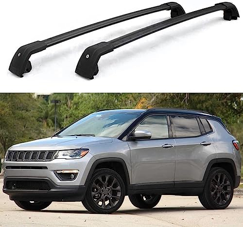 AKRE 2 StüCk Auto Dachträger für Jeep Compass 2017 2018 2019 2020 2021 2022 2023, Eloxiertem Aluminium Fahrradträger Dachboxen Offener Dachreling Dachgepäckablage