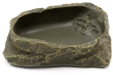 Terra Discount Wasserschale/Futterschale in natürlicher Steinoptik für Reptilien, Amphibien, Vögel, Mäuse, Kaninchen UVM. (No. 3-10x8,5 cm)