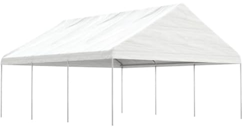ARKEM Pavillon mit Dach Weiß 6,69x5,88x3,75 m Polyethylen Wetterfester Pavillion Pergola