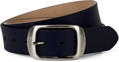 styleBREAKER Unisex Echtleder Gürtel Glänzendes Leder 37cm | Stufenlos kürzbar. Elegantes Accessoire aus Rindsleder für Anzug und Jeans. Gebürstete Einfachdornschließe, 5 Löcher.