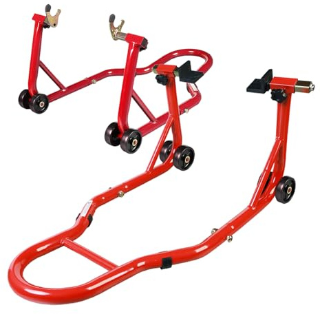 Motorcycle Stand Lift, Universal Paddock Lift Stand, 1100lbs Front Rear Combo Stand Lift Stand, Rear U+L Fork Swingarm Spool Stand 2-Pack