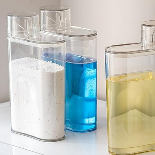 3 dispenser per detersivo per bucato, barattoli per l'organizzazione della lavanderia, PET+ contenitore ricaricabile per ammorbidente, grande capacità, contenitore per detersivo in polvere e