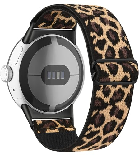 Amzpas Google Pixel Watch Armband - Verstellbares Nylon Ersatzarmband für Pixel Watch 2/1 - Damen und Herren (Leopard)