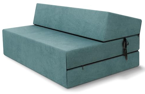 FDM Klappmatratze Suzi Maxi 120x200 cm Kaltschaum Gästematratze Höhe 14 cm Härtegrad H3 Öko-Tex Allergikergeeignet Bezug Trinity Waschbar türkis