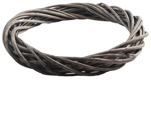 EpheyFIF Türkränze, graue künstliche Kränze, Weidenkranz, Dekoration, Weihnachten, Rattan-Rankenring, Blumenring, natürliche Ornamente, Bastelzubehör, Blumenkränze für Haustür, 25 cm